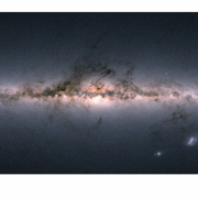 Figure 1. The dark clouds are full of molecules, but they cannot be seen in the visible, since dust particles block visible light.   Radio waves can penetrate these clouds and molecular spectra identified.